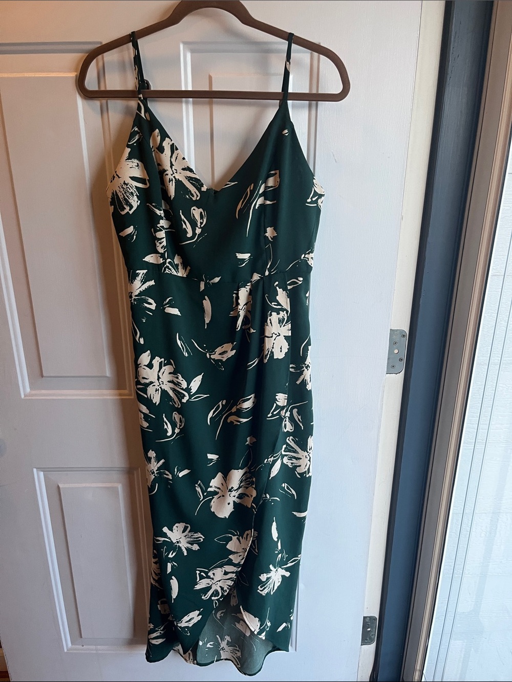 Emerald Green Floral Midi Dress